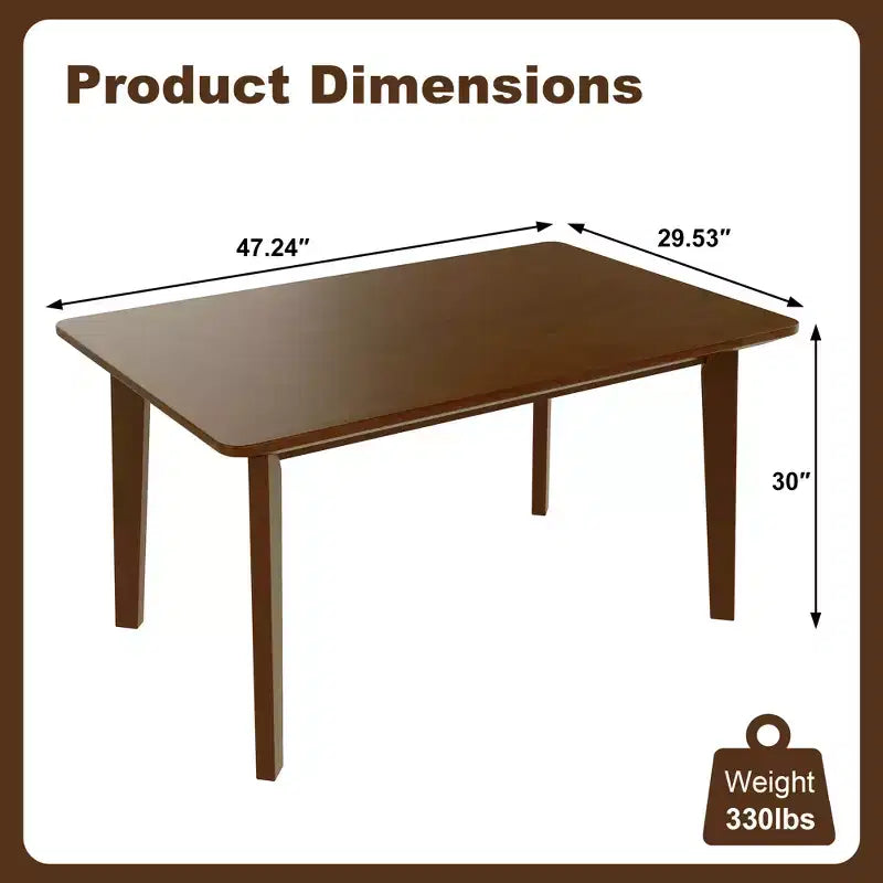 Ensemble de salle à manger rustique 5 pièces avec table en bois et 4 chaises rembourrées Espresso