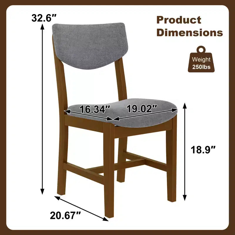 Ensemble de salle à manger rustique 5 pièces avec table en bois et 4 chaises rembourrées Espresso