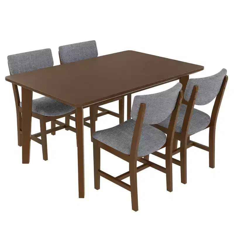 Ensemble de salle à manger rustique 5 pièces avec table en bois et 4 chaises rembourrées Espresso