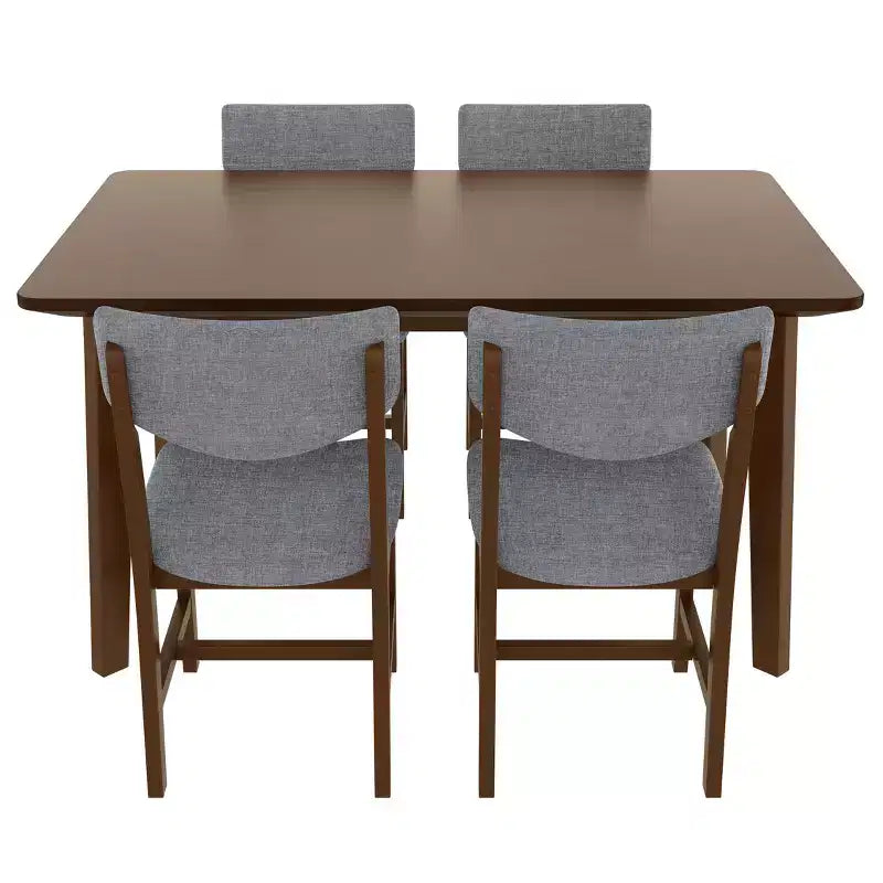 Ensemble de salle à manger rustique 5 pièces avec table en bois et 4 chaises rembourrées Espresso