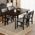 5-Piece Rustic Dining Set with Wood Table and 4 Upholstered Chairs in Espresso
