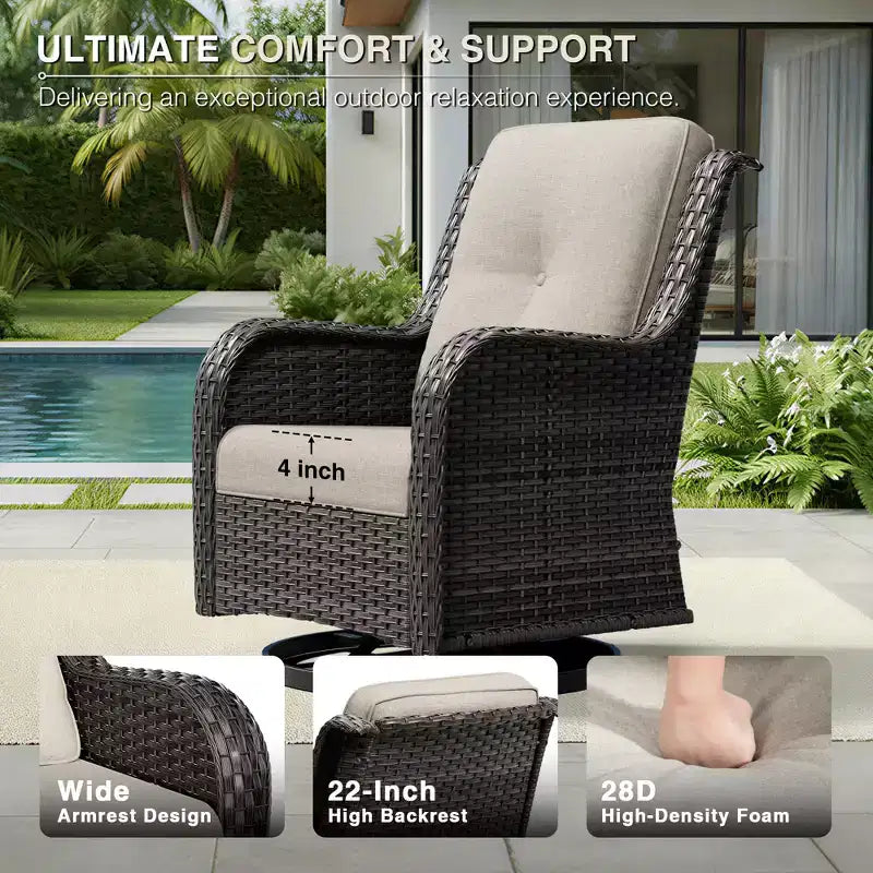 Ensemble de canapé d'extérieur 2 places UPTIOT Premium avec fauteuils pivotants et poufs multifonctionnels