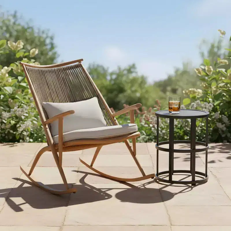 Christopher Knight Home Hannelore Ensemble de 2 fauteuils à bascule d'extérieur en rotin avec table d'appoint en céramique