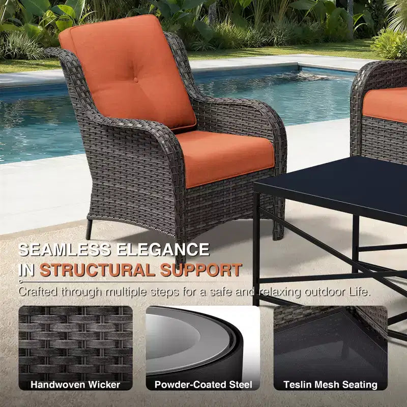 UPTIOT Salon de Jardin Extérieur 6 Pièces en Résine Tressée avec Coussins en Oléfine Tout Temps
