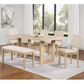 GDFStudio Kiley Modern 6 Piece Wooden Dining Table Set with Bench and Four Upholstered Chairs