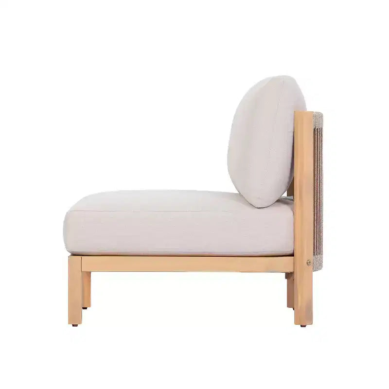 Ensemble de sièges de patio moderne 5 pièces Christopher Knight Home Panupong en bois d'acacia avec dossier tressé en corde et coussins