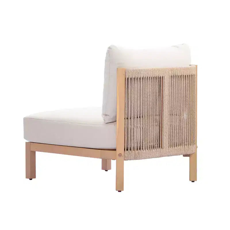 Ensemble de sièges de patio moderne 5 pièces Christopher Knight Home Panupong en bois d'acacia avec dossier tressé en corde et coussins