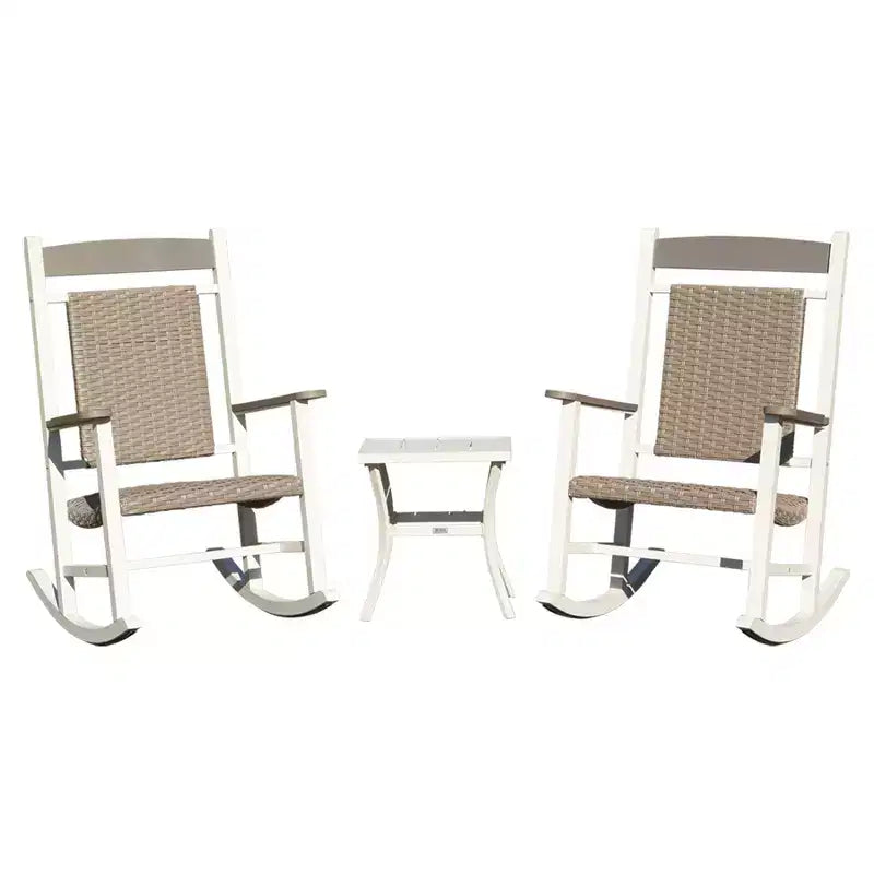 Clihome Outdoor Rocking Chairs Set of 3(2 Chairs & 1 Table)