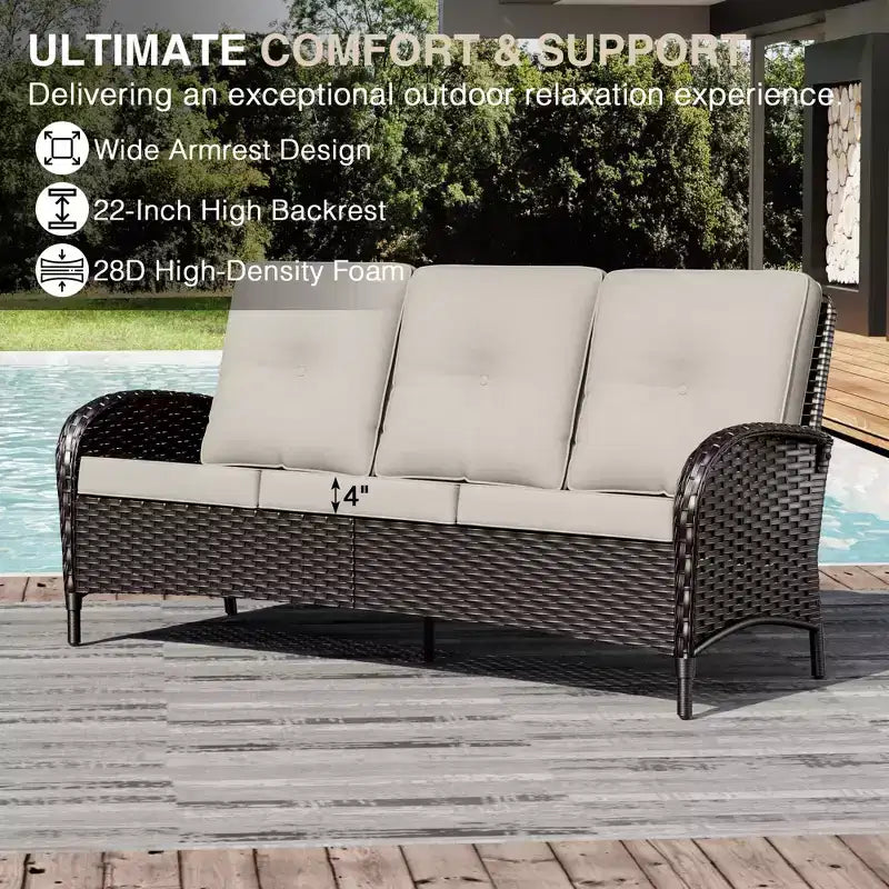 Ensemble de mobilier de jardin UPTIOT avec canapés, fauteuils pivotants, poufs et table d'appoint