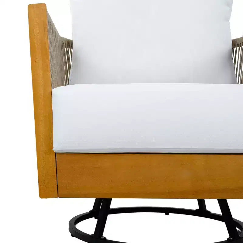 Ensemble de deux chaises pivotantes et une table d'appoint Christopher Knight Home Hiroshi en acacia, au design moderne avec corde tressée à la main