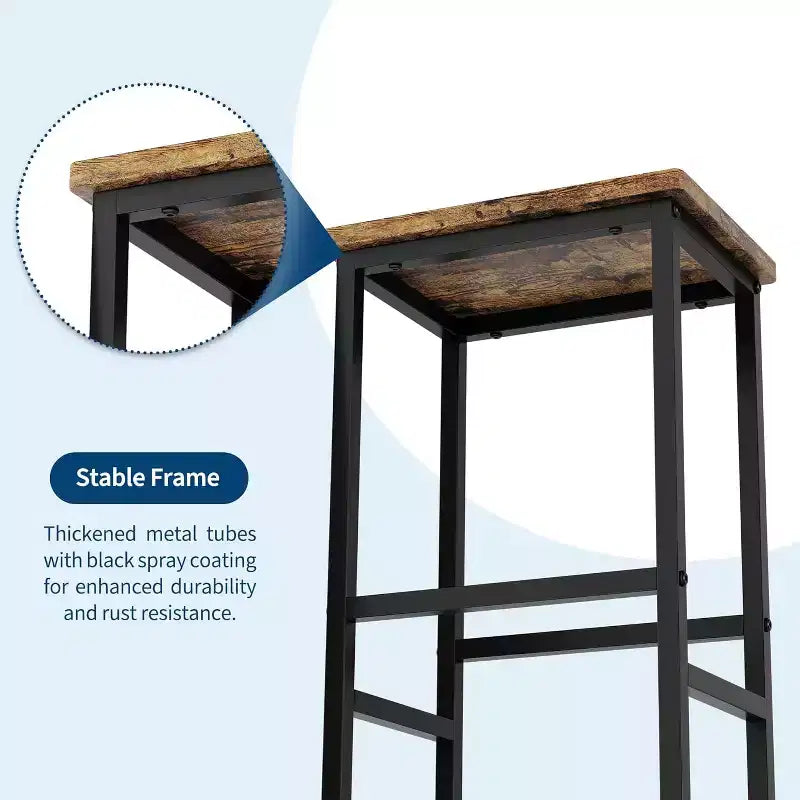 Ensemble de table de cuisine 3 pièces avec étagères de rangement, table à manger peu encombrante et 2 tabourets pour petits espaces cuisine salle à manger restaurant