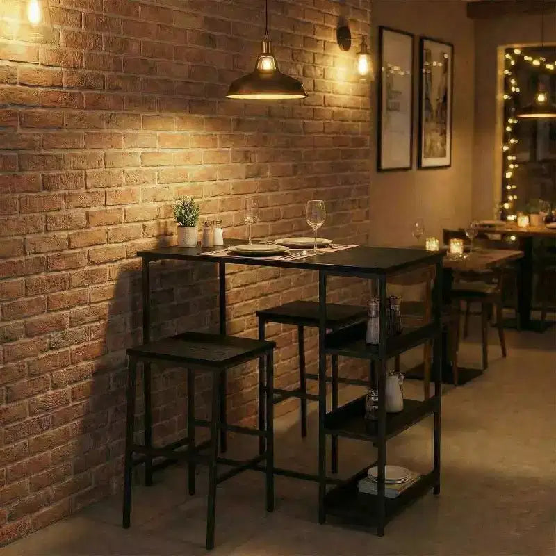 Ensemble de table de cuisine 3 pièces avec étagères de rangement, table à manger peu encombrante et 2 tabourets pour petits espaces cuisine salle à manger restaurant