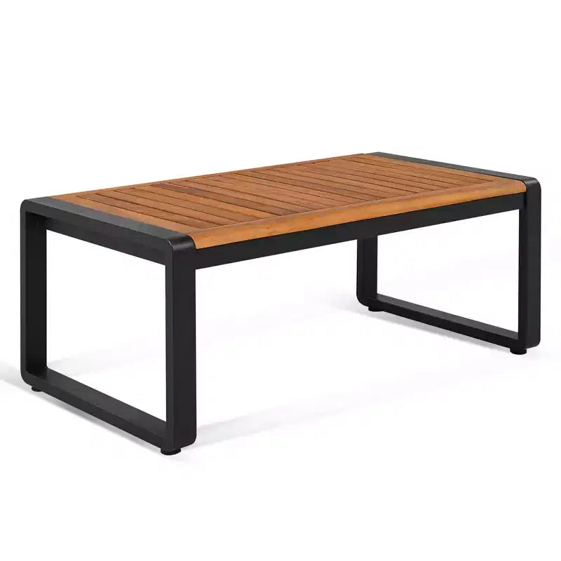 GDFStudio Vera Ensemble de conversation 4 pièces moderne en métal et bois d'acacia avec table basse et coussins pour patio