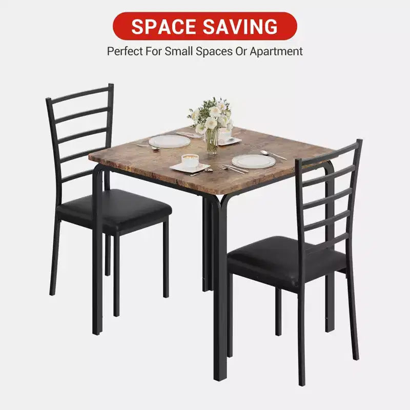 Ensemble de table à manger compacte peu encombrante pour 2 personnes, table carrée moderne avec 2 chaises, pour petits appartements, cuisines, coins repas 73,9 x 73,9 x 76,2 cm
