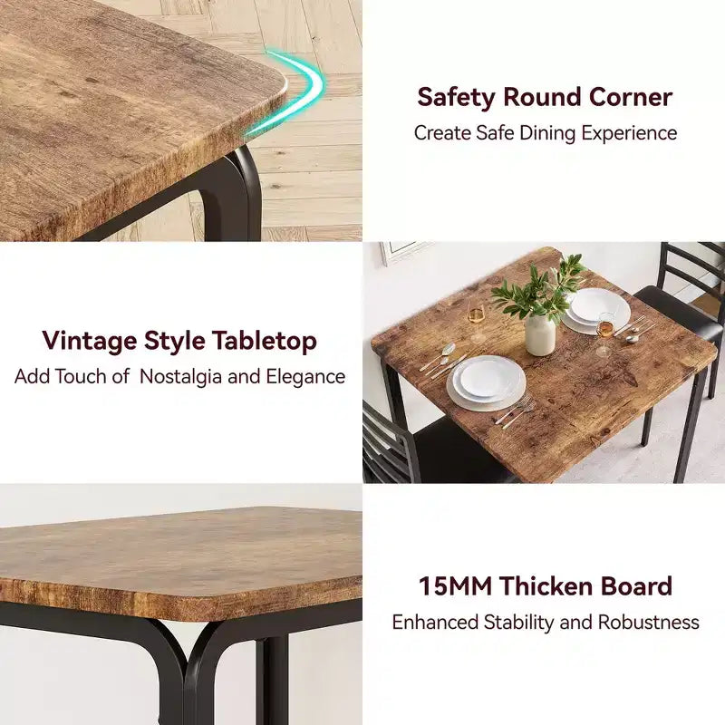 Ensemble de table à manger compacte peu encombrante pour 2 personnes, table carrée moderne avec 2 chaises, pour petits appartements, cuisines, coins repas 73,9 x 73,9 x 76,2 cm