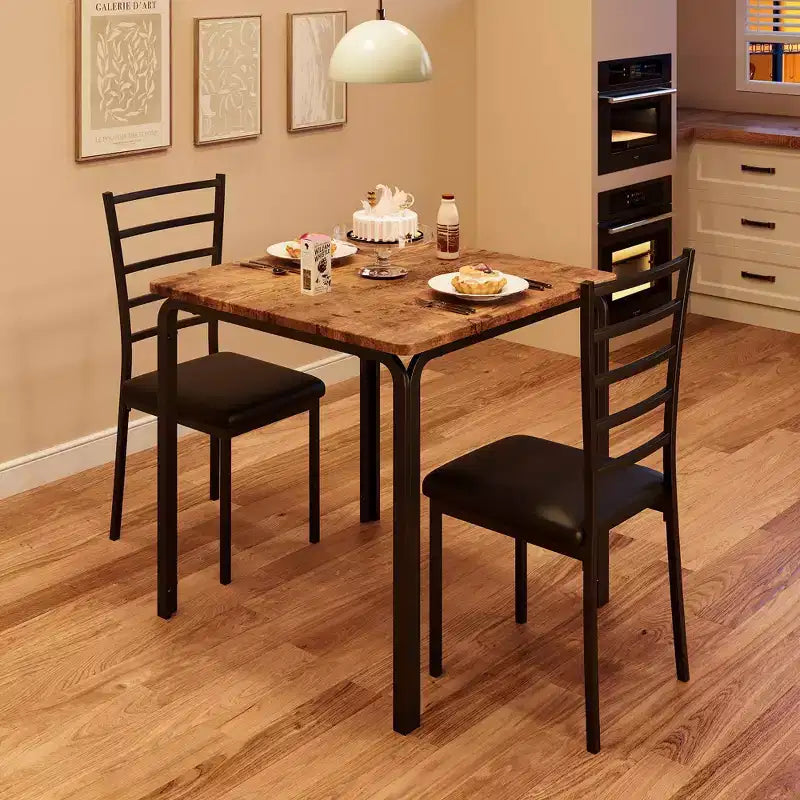 Ensemble de table à manger compacte peu encombrante pour 2 personnes, table carrée moderne avec 2 chaises, pour petits appartements, cuisines, coins repas 73,9 x 73,9 x 76,2 cm