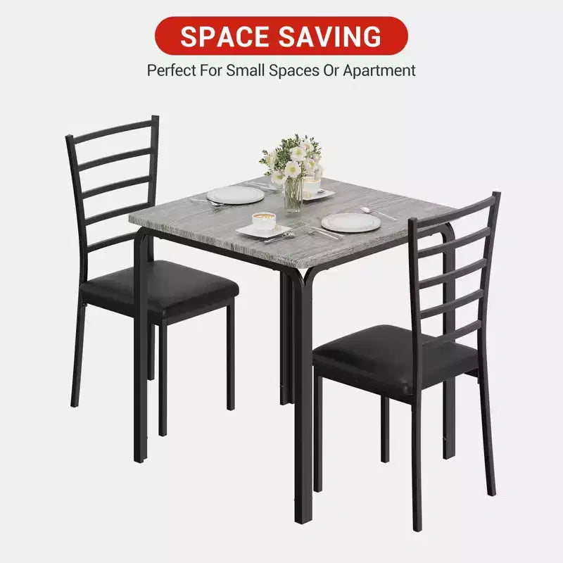 Ensemble de table à manger compacte peu encombrante pour 2 personnes, table carrée moderne avec 2 chaises, pour petits appartements, cuisines, coins repas 73,9 x 73,9 x 76,2 cm