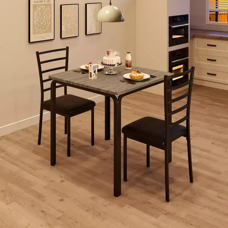 Ensemble de table à manger compacte peu encombrante pour 2 personnes, table carrée moderne avec 2 chaises, pour petits appartements, cuisines, coins repas 73,9 x 73,9 x 76,2 cm
