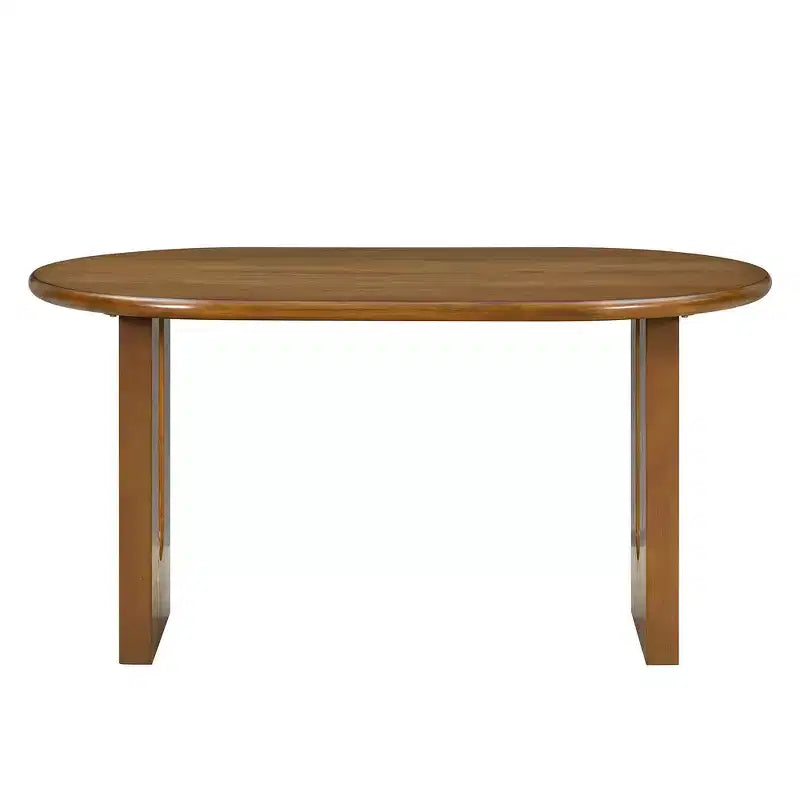 Ensemble de salle à manger 7 pièces Whisen de style rustique, meubles de cuisine en bois pour 6 personnes, table ovale et 6 chaises en rotin
