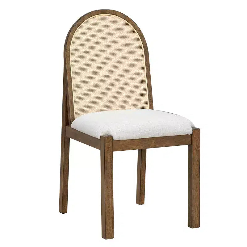 Ensemble de salle à manger 7 pièces Whisen de style rustique, meubles de cuisine en bois pour 6 personnes, table ovale et 6 chaises en rotin