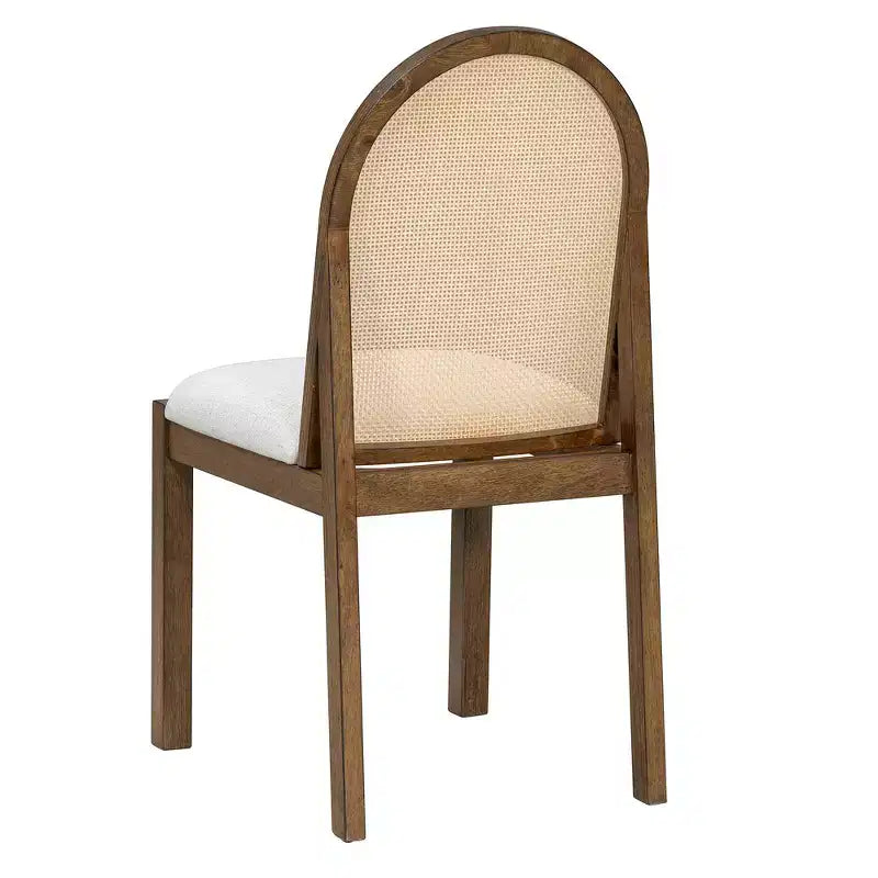 Ensemble de salle à manger 7 pièces Whisen de style rustique, meubles de cuisine en bois pour 6 personnes, table ovale et 6 chaises en rotin