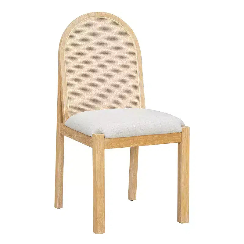 Ensemble de salle à manger 7 pièces Whisen de style rustique, meubles de cuisine en bois pour 6 personnes, table ovale et 6 chaises en rotin