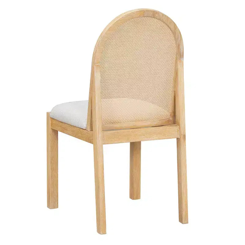 Ensemble de salle à manger 7 pièces Whisen de style rustique, meubles de cuisine en bois pour 6 personnes, table ovale et 6 chaises en rotin