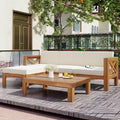 GDFStudio Danna 5 Piece Outdoor Acacia Wood Sectional Sofa Set with Table and Cushions