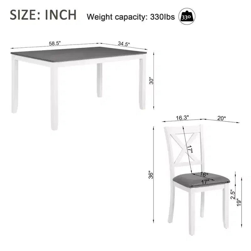 Ensemble de table et de chaises de salle à manger rembourrées GDFStudio Loren modernes en bois massif, 7 pièces