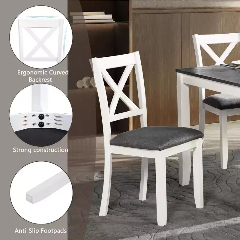 Ensemble de table et de chaises de salle à manger rembourrées GDFStudio Loren modernes en bois massif, 7 pièces
