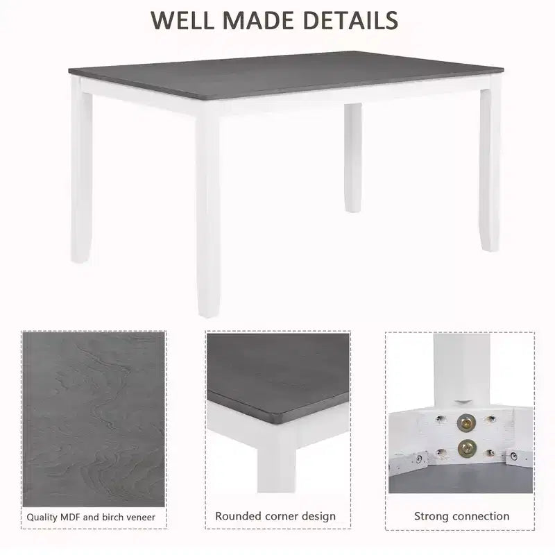 Ensemble de table et de chaises de salle à manger rembourrées GDFStudio Loren modernes en bois massif, 7 pièces