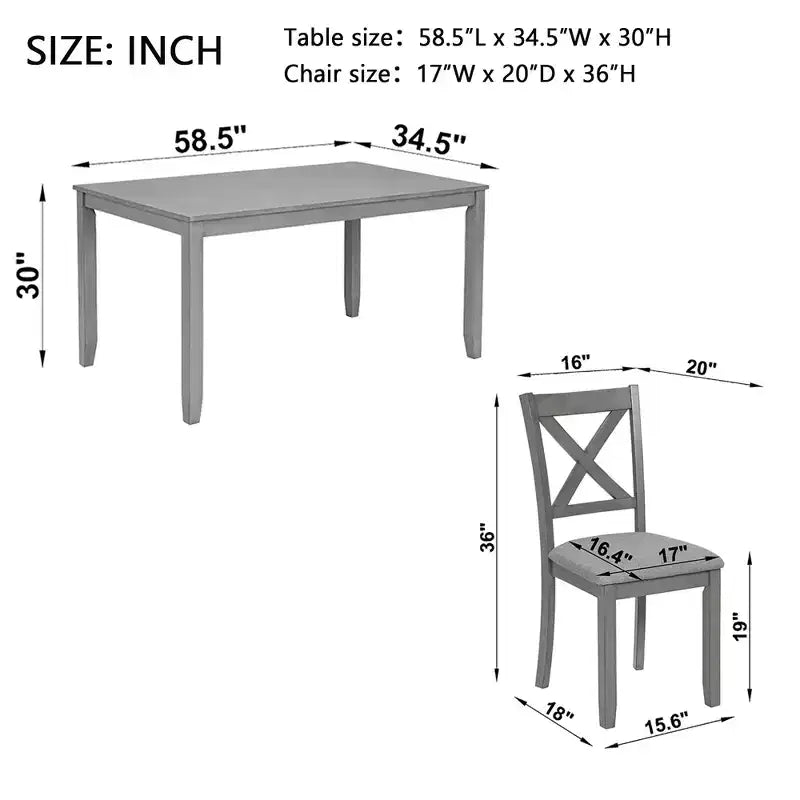 Ensemble de table et de chaises de salle à manger rembourrées GDFStudio Loren modernes en bois massif, 7 pièces
