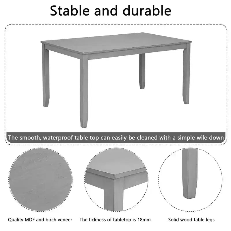 Ensemble de table et de chaises de salle à manger rembourrées GDFStudio Loren modernes en bois massif, 7 pièces