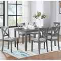 GDFStudio Loren Modern 7-Piece Solid Wood Upholstered Dining Table and Chairs Set