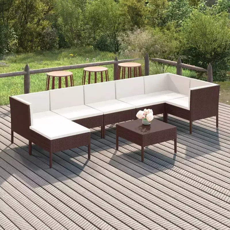 vidaXL Salon de jardin marron Résine tressée Grandes housses amovibles