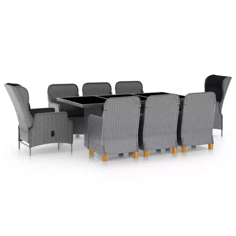 vidaXL Patio Dining Set with Cushions Poly Rattan
