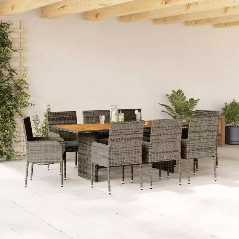 vidaXL Salon de jardin gris en résine tressée avec matériaux résistants aux UV