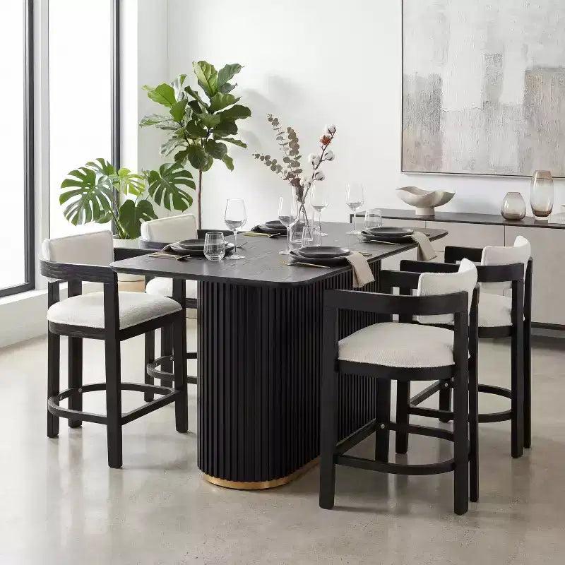 Christopher Knight Home Heini, ensemble de salle à manger moderne 5 pièces en bois avec table à pied central et pieds en bois d'hévéa