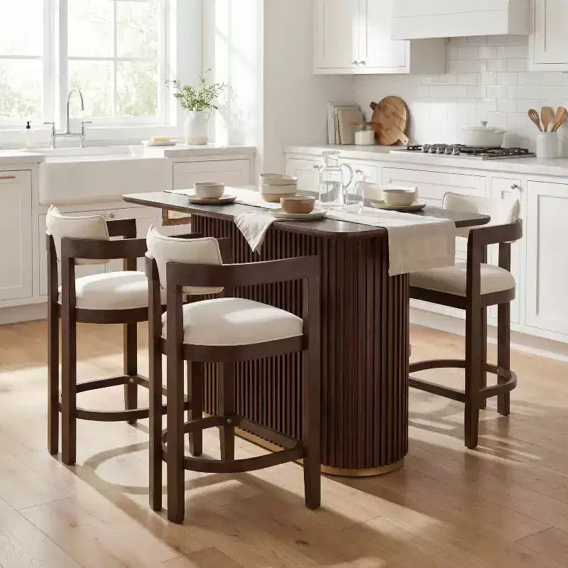 Christopher Knight Home Heini, ensemble de salle à manger moderne 5 pièces en bois avec table à pied central et pieds en bois d'hévéa