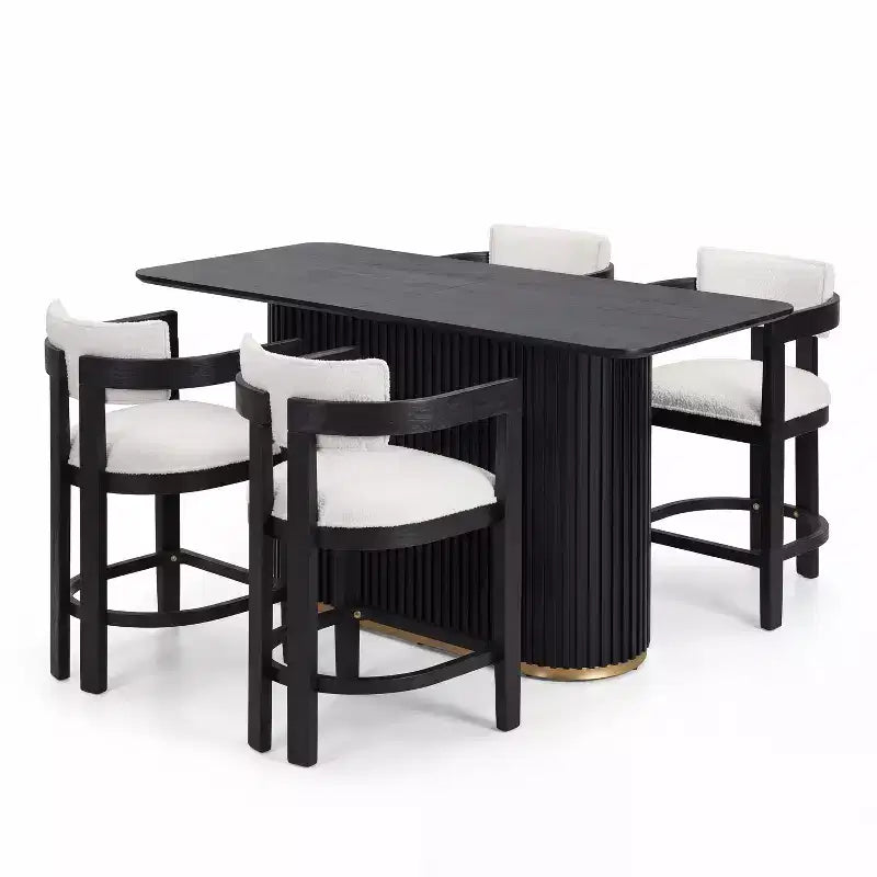 Christopher Knight Home Heini, ensemble de salle à manger moderne 5 pièces en bois avec table à pied central et pieds en bois d'hévéa