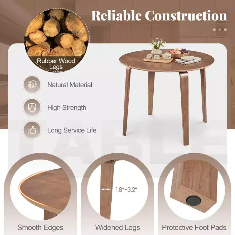 Costway Ensemble table à manger 3 pièces/5 pièces avec 2/4 chaises rembourrées, table de dînette ronde beige et naturel/gris et noyer
