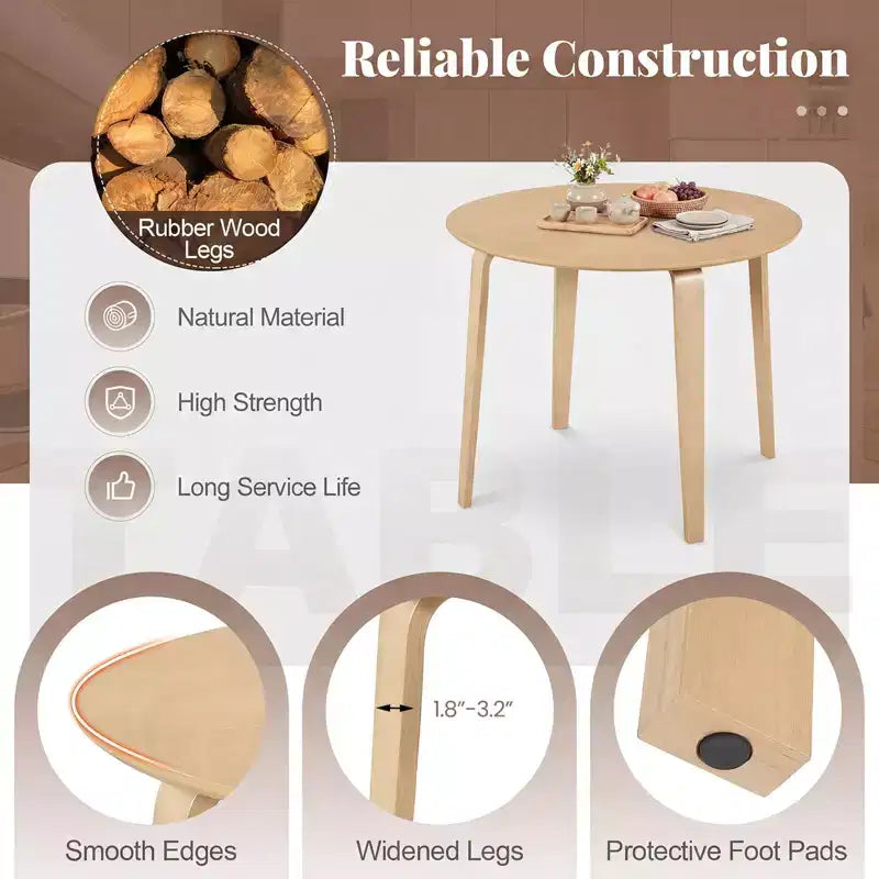 Costway Ensemble table à manger 3 pièces/5 pièces avec 2/4 chaises rembourrées, table de dînette ronde beige et naturel/gris et noyer