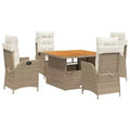 vidaXL Garden Dining Set Beige, Cream White, Brown