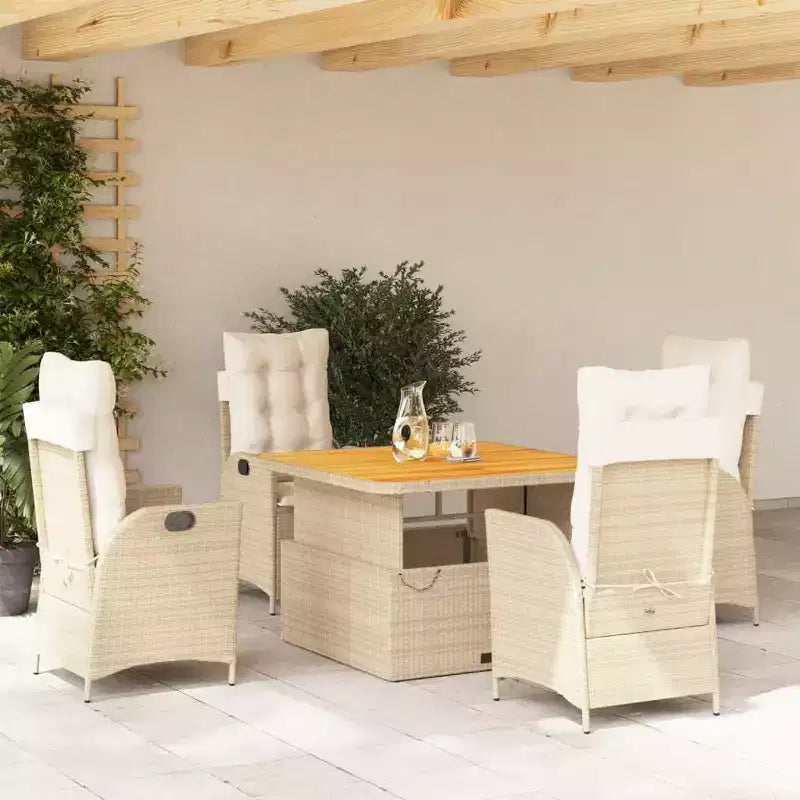 vidaXL Salon de jardin beige, blanc crème, marron