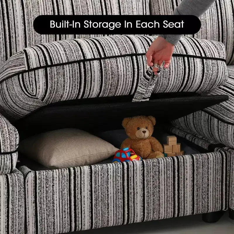 Canapé modulable en U GDFStudio Jeju 8 pièces, rembourré, avec rangement, 125''x 93, et ottoman