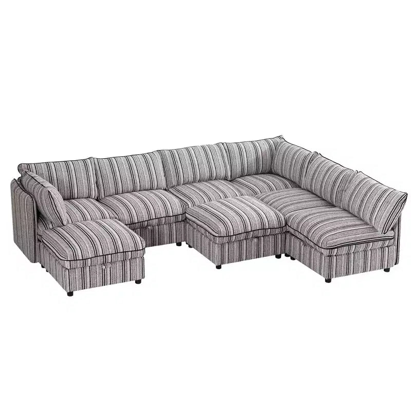Canapé modulable en U GDFStudio Jeju 8 pièces, rembourré, avec rangement, 125''x 93, et ottoman