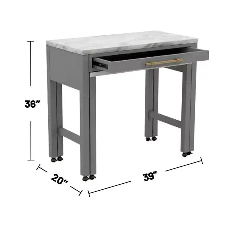 Ensemble de salle à manger GDFStudio Dawson avec plateau en bois et dessus en faux marbre, hauteur comptoir et table extensible