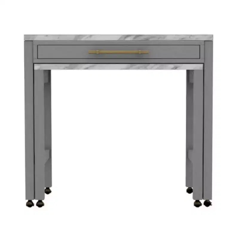 Ensemble de salle à manger GDFStudio Dawson avec plateau en bois et dessus en faux marbre, hauteur comptoir et table extensible