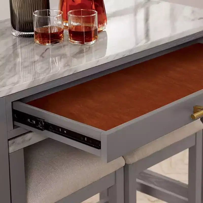 Ensemble de salle à manger GDFStudio Dawson avec plateau en bois et dessus en faux marbre, hauteur comptoir et table extensible