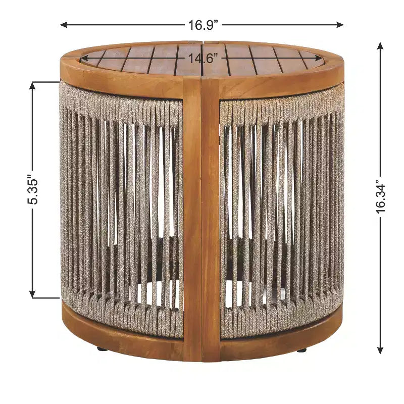 Christopher Knight Home Swedy, ensemble de 5 pièces de mobilier d'extérieur en bois d'acacia avec sièges baignoire incurvés et corde tressée